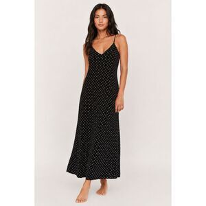 Old Navy Polka Dot Maxi Dress Small Black White Y2K Slip V Neck Cottagecore